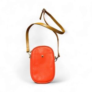 Davina Firenze small orange  and tan Italian leather crossbody